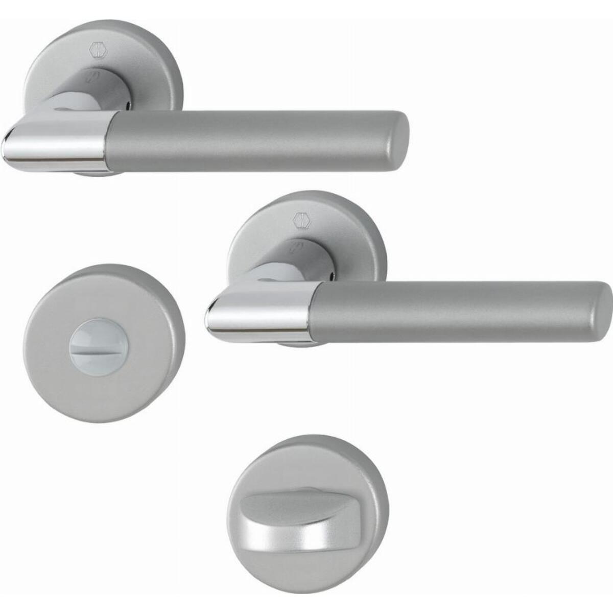 Garniture de porte HOPPE Lecce en aluminium anodisé bi-couleur - Porte WC/Salle de bain - 3895292