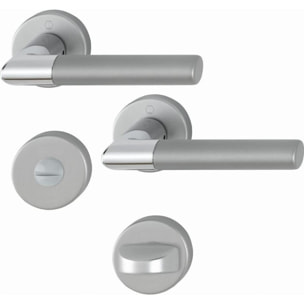 Garniture de porte HOPPE Lecce en aluminium anodisé bi-couleur - Porte WC/Salle de bain - 3895292
