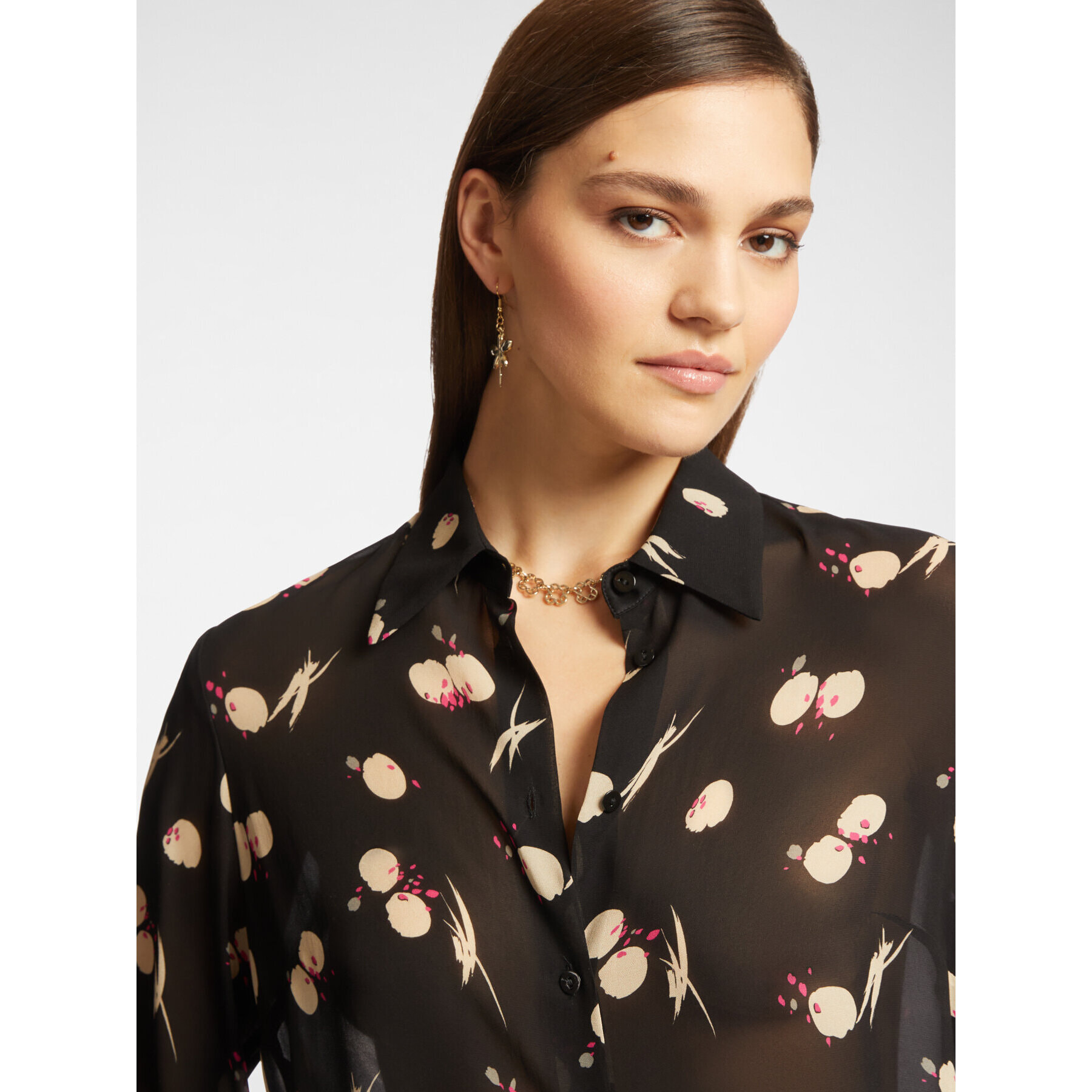 Elena Mirò - camisa con estampado georgette - Negro