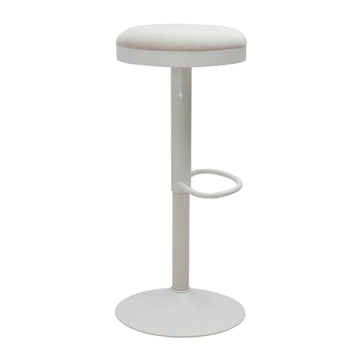 Tabourets de bar réglables en tissu chenille écru et métal (lot de 2) THOR