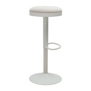 Tabourets de bar réglables en tissu chenille écru et métal (lot de 2) THOR