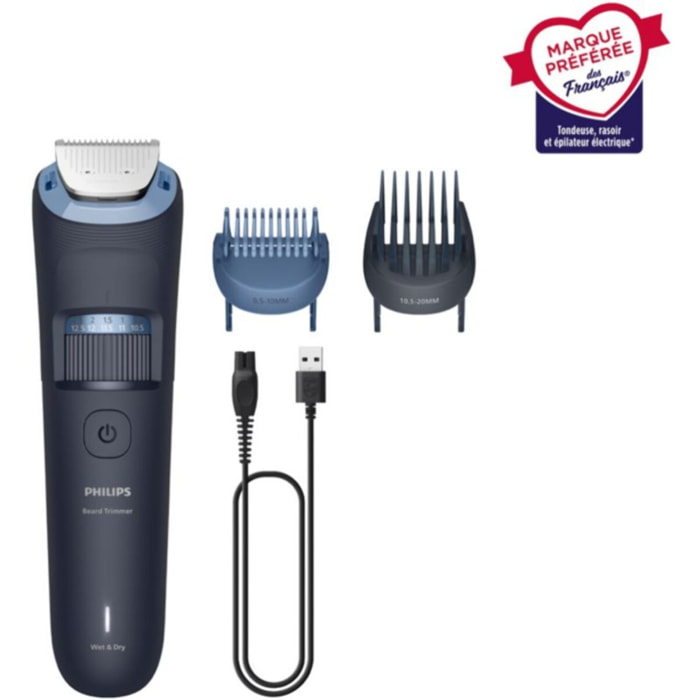 Tondeuse barbe PHILIPS BT3665/15 Series 3000, 40 hauteurs de coupe, précision 0,5 mm, autonomie 80 mn