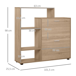 Zapatero con Estante Cubos 101,5x25,5x98cm Madera Natural