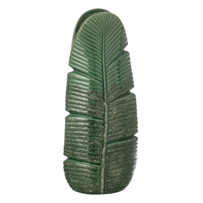 J-Line Vase Feuille - grès - vert foncé - small