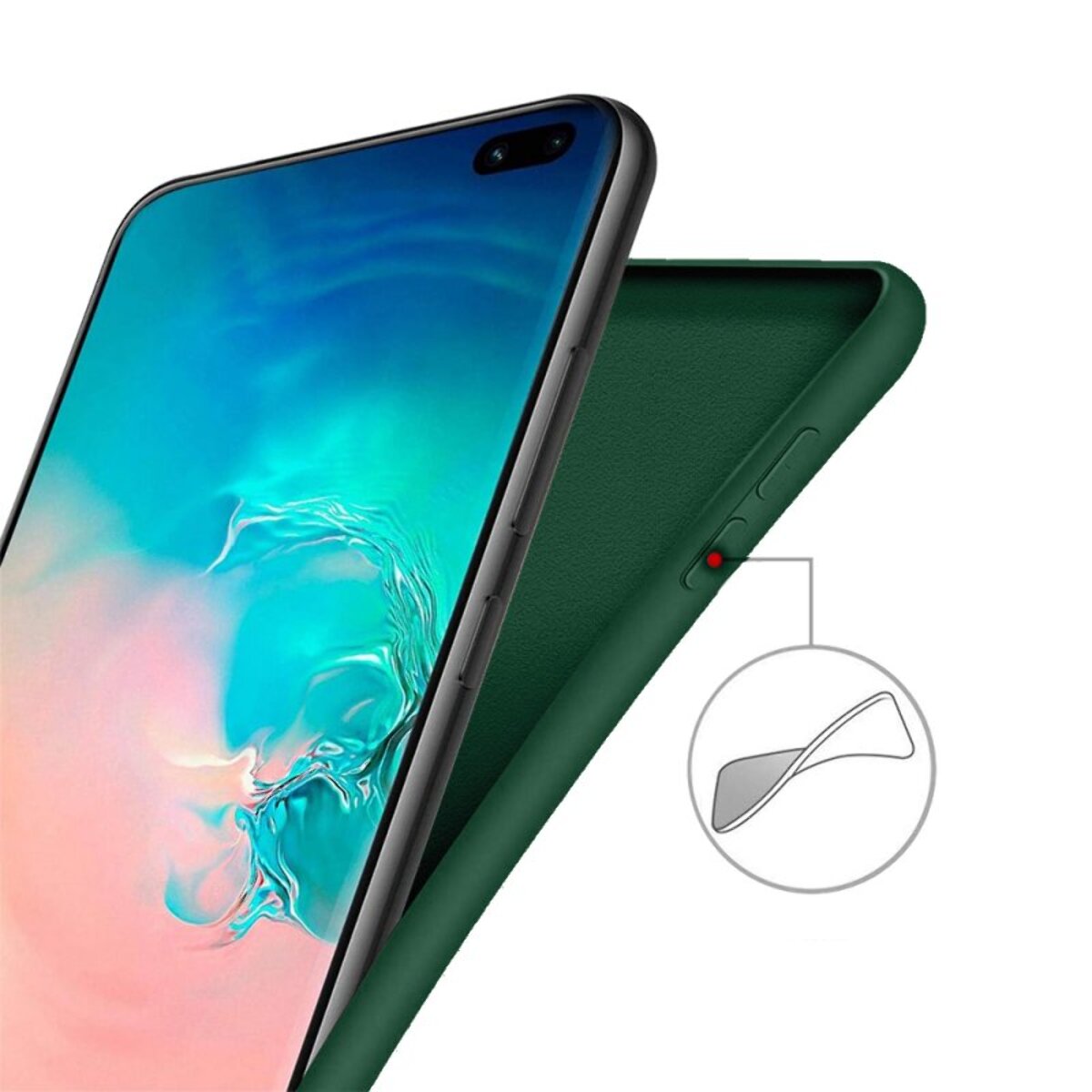 Coque Samsung Galaxy S10e Silicone liquide Vert Foret + 2 Vitres en Verre trempé Protection écran Antichocs