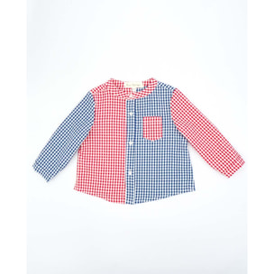 CAMISA BICOLOR CUADROS VICHY ROJO Y AZUL