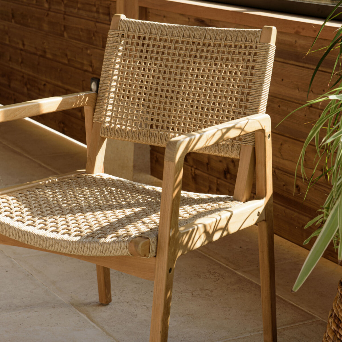 VALERIA - Lot de 2 fauteuils jardin teck naturel rotin synthétique beige