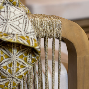 Salon de jardin en bois d'acacia et coussins beige 4 places SAONA