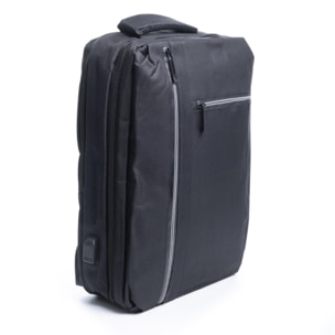 Zaino da cabina multiscomparto, porta laptop 17''. Adattabile a Trolley. Presa USB esterna nascosta.