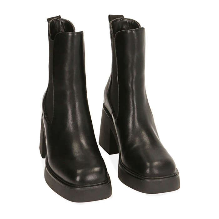 Chelsea boots platform neri, tacco 8,5 cm