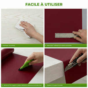 Rouleau adhésif décoratif Vinyle au Mètre - Bordeaux - Sticker Lavable Imperméable Mur Cuisine Meubles