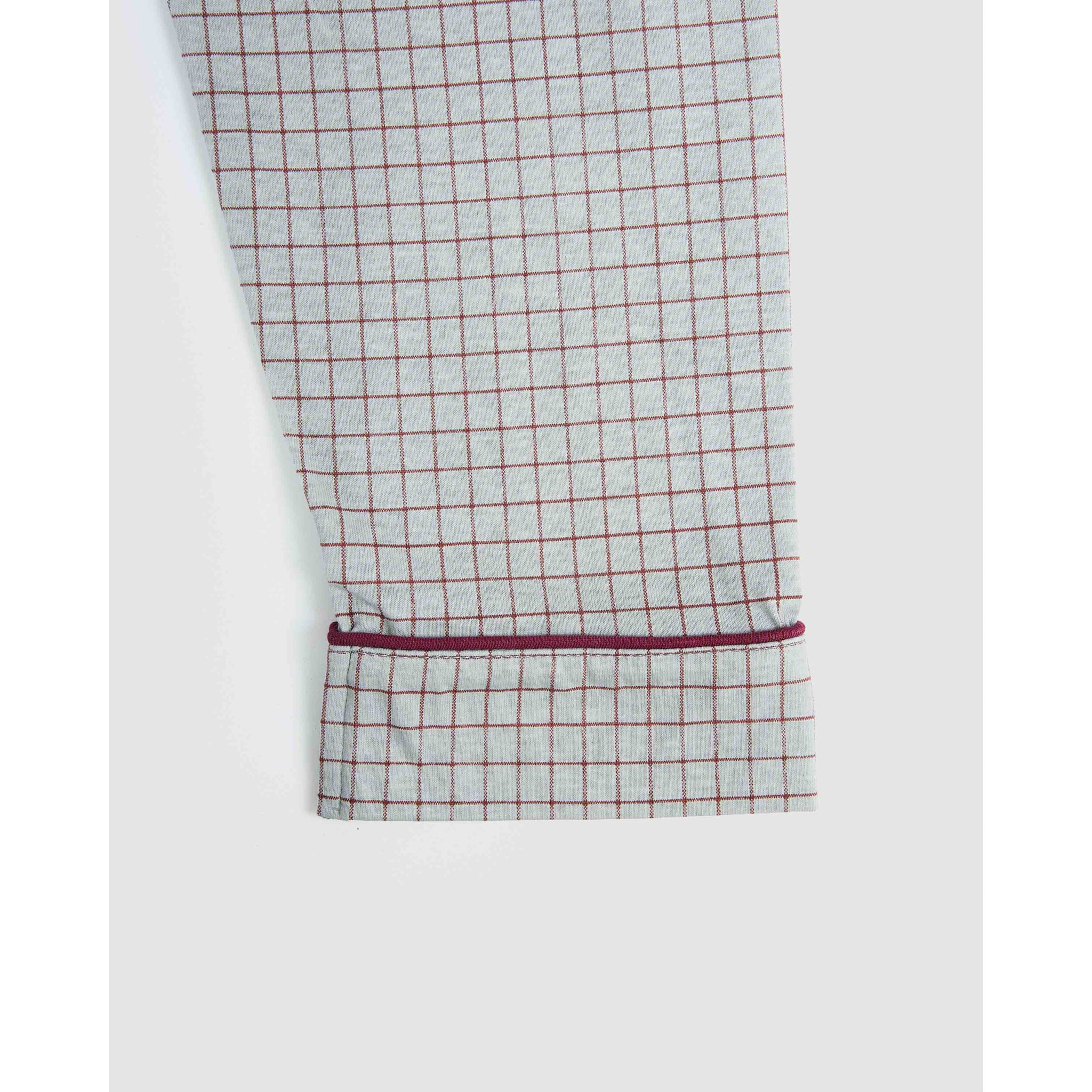 Pigiama lungo a camicia in cotone a quadri Orena bordeaux