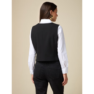 Oltre - Waistcoat with lined buttons - Negro