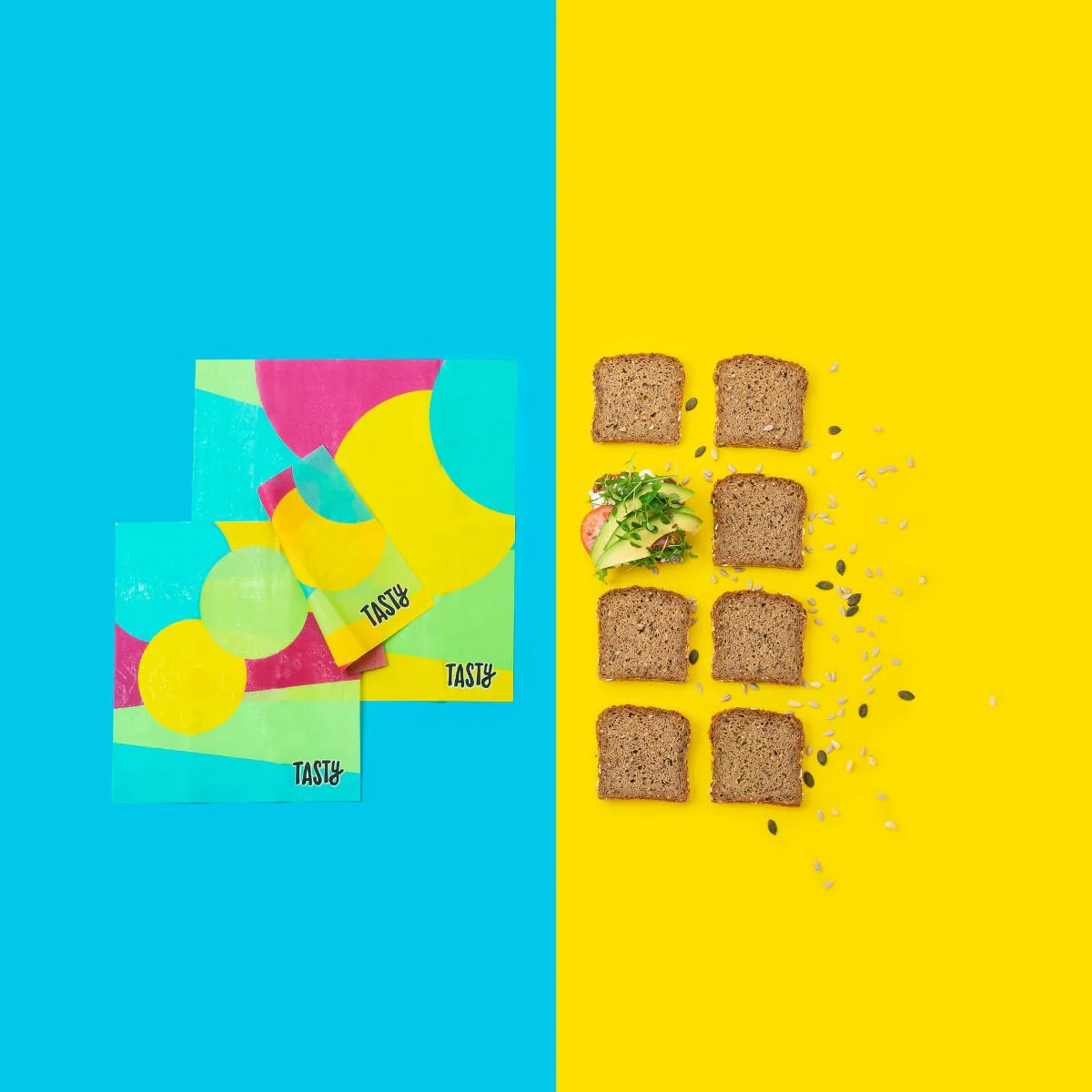 Lot de 3 wraps en cire d'abeille type film alimentaire Tasty Green