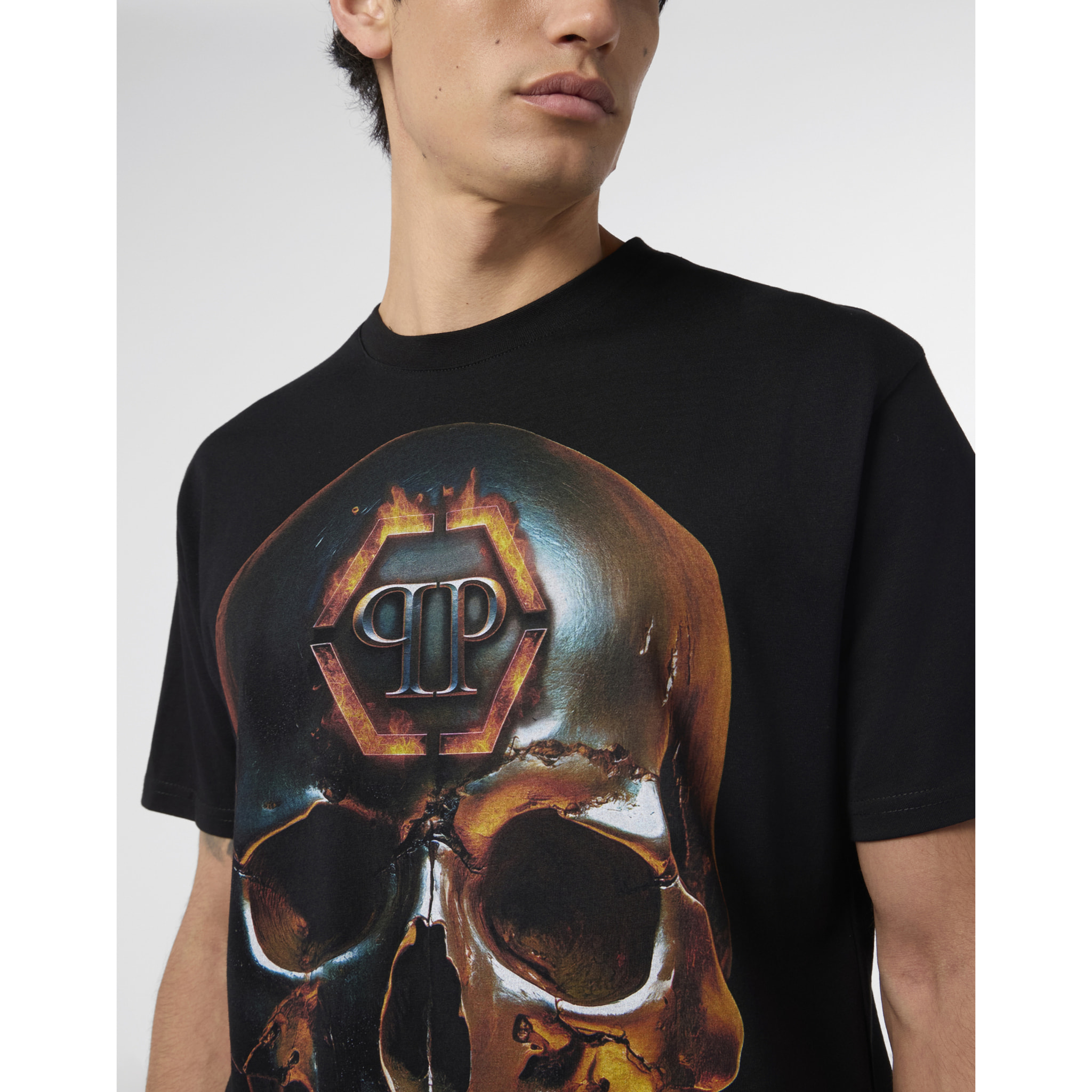 PHILIPP PLEIN Round Neck T-Shirt Lava Skull