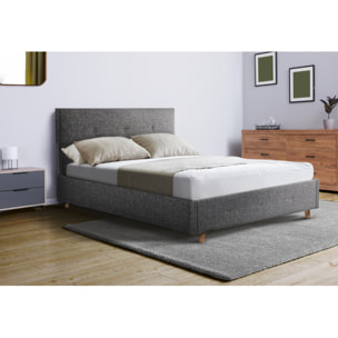 Lit coffre Mala tissu gris