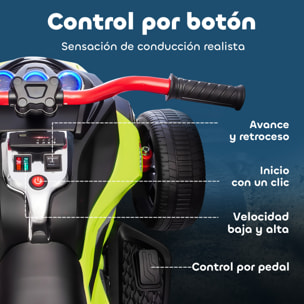 Quad Eléctrico para Niños 12V, Quad para Niños de 3-8 Años, con 2 Motores, Velocidad hasta 5 km/h, 3 Ruedas, Sistema de Suspensión, Faros, Bocina, Música, USB, Verde