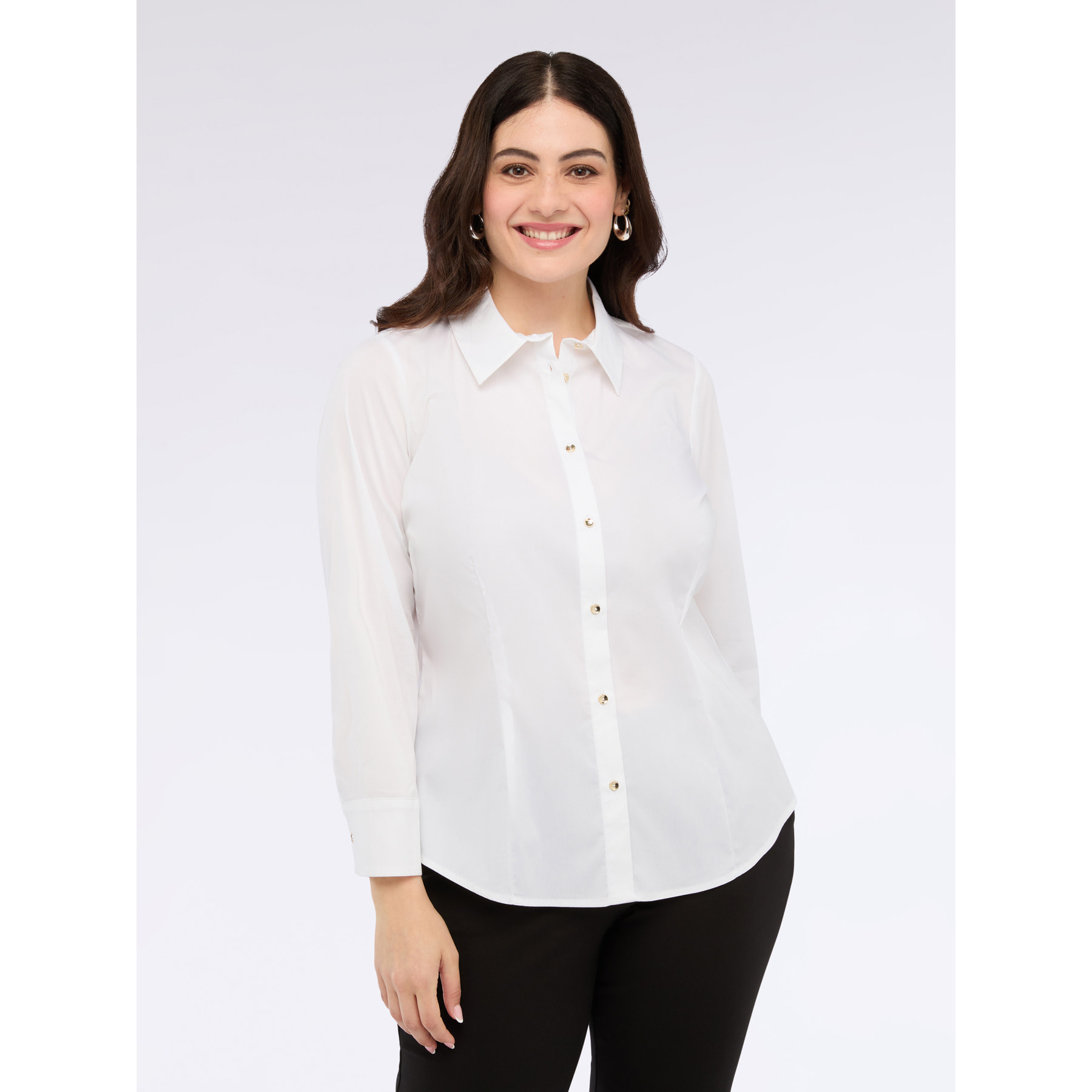 Fiorella Rubino - Camisa de algodón elástico - Blanco
