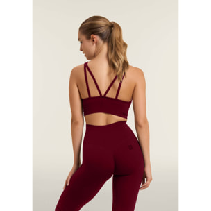 Top sportivo seamless supporto medio con inserti a costine