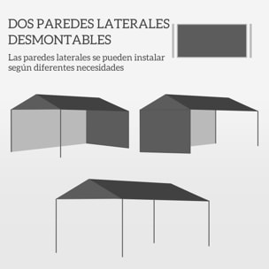 Carpa de Jardín 4x3 m Cenador Desmontable Exterior Gazebo con 2 Paneles Laterales 2 Ventanas y Marco de Acero Anti-UV Impermeable para Terraza Patio Blanco