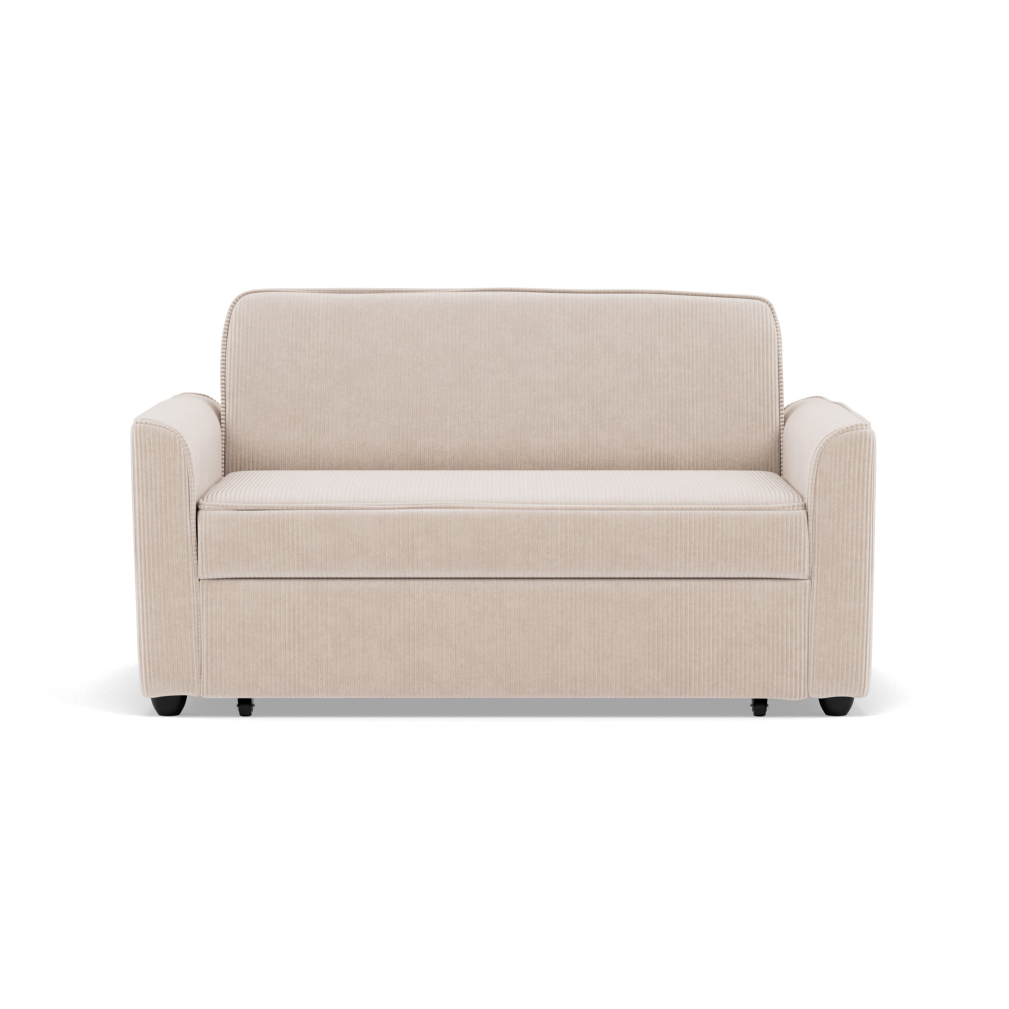 Ernest - Canapé droit 2 places convertible en velours côtelé - Beige
