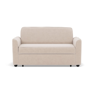Ernest - Canapé droit 2 places convertible en velours côtelé - Beige