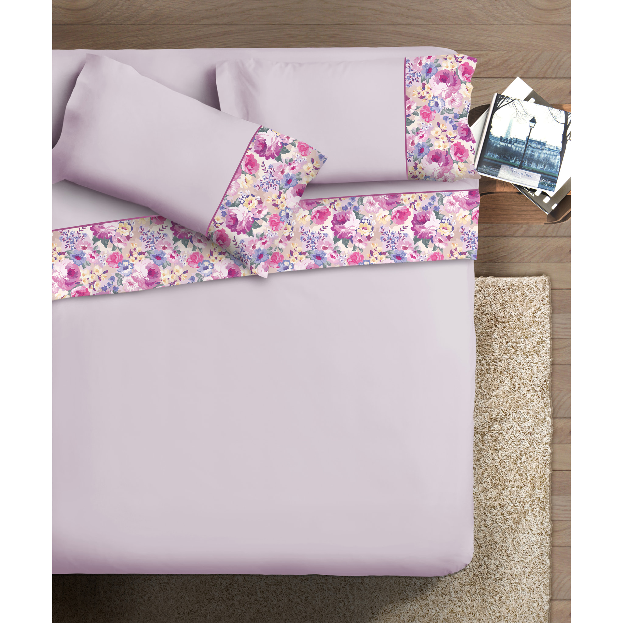 Completo letto Armonie IPERSAN Puro Cotone Dalia Glicine