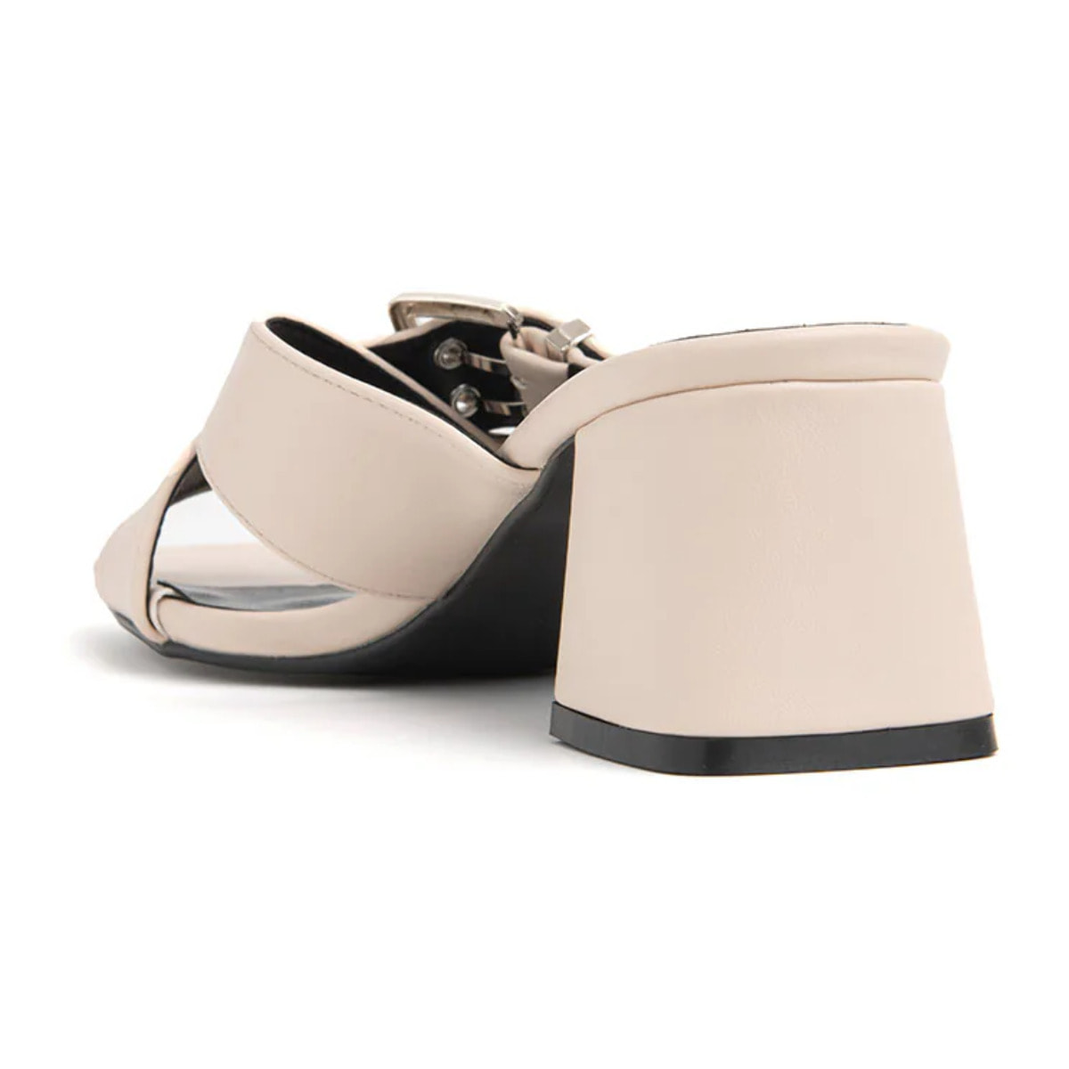 Sandalo con tacco largo e fascia incrociata - BEIGE