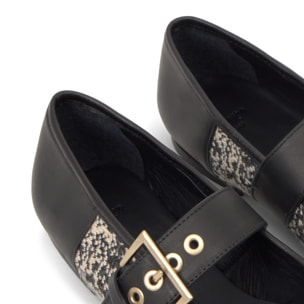 Bailarina plana Hermi en napa y punto con cierre de hebilla