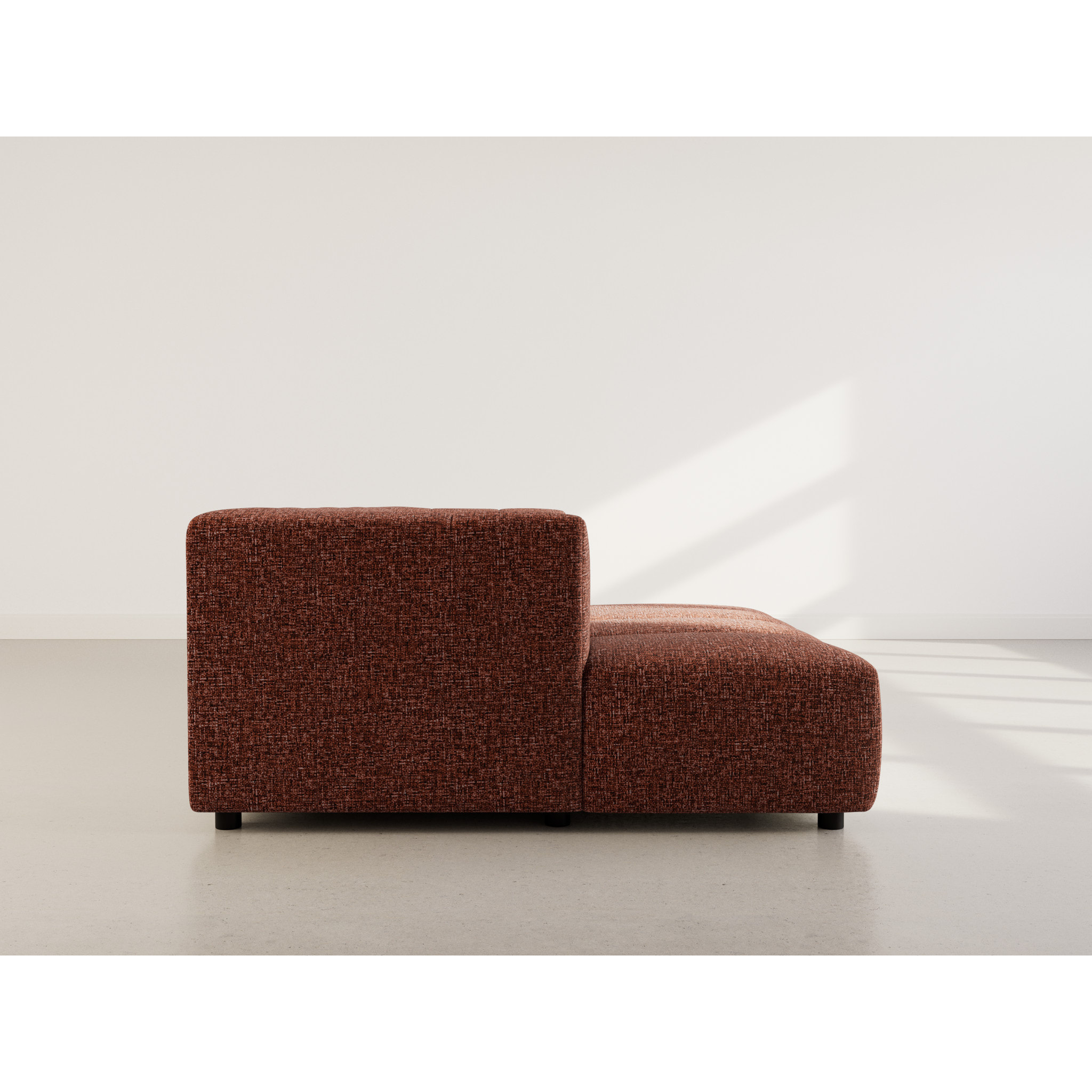 Curtis - canapé d'angle gauche 4 places avec accoudoir en tissu texturé - Terracotta