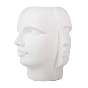 Macetero Caras Poliresina Blanco 68x68x69 Cm