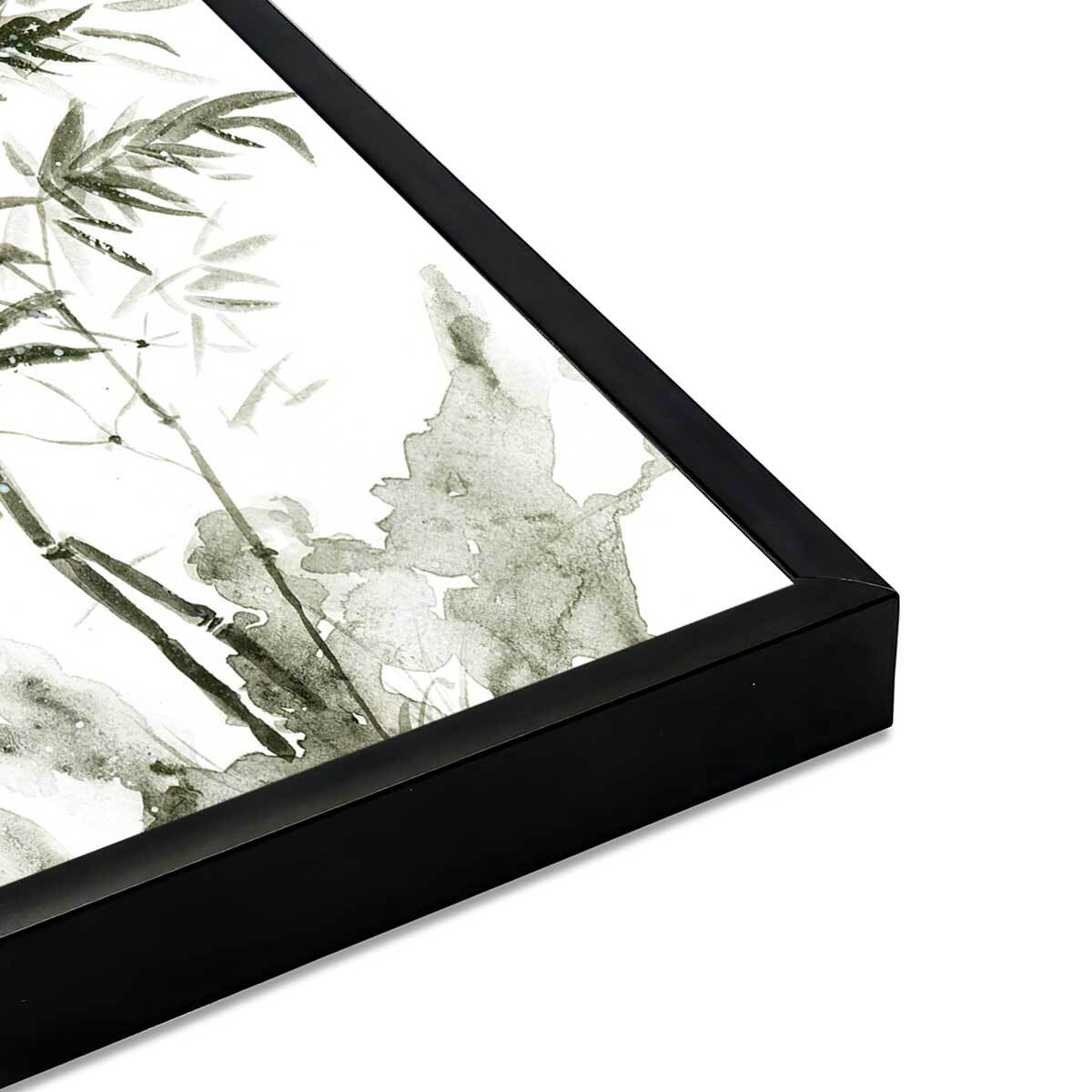 Affiche encadrée bambou encre japonaise Affiche + cadre en métal - Noir