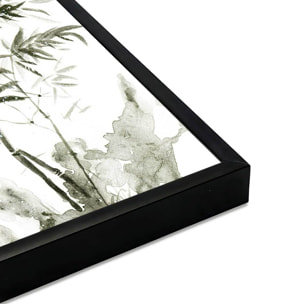 Affiche encadrée bambou encre japonaise Affiche + cadre en métal - Noir