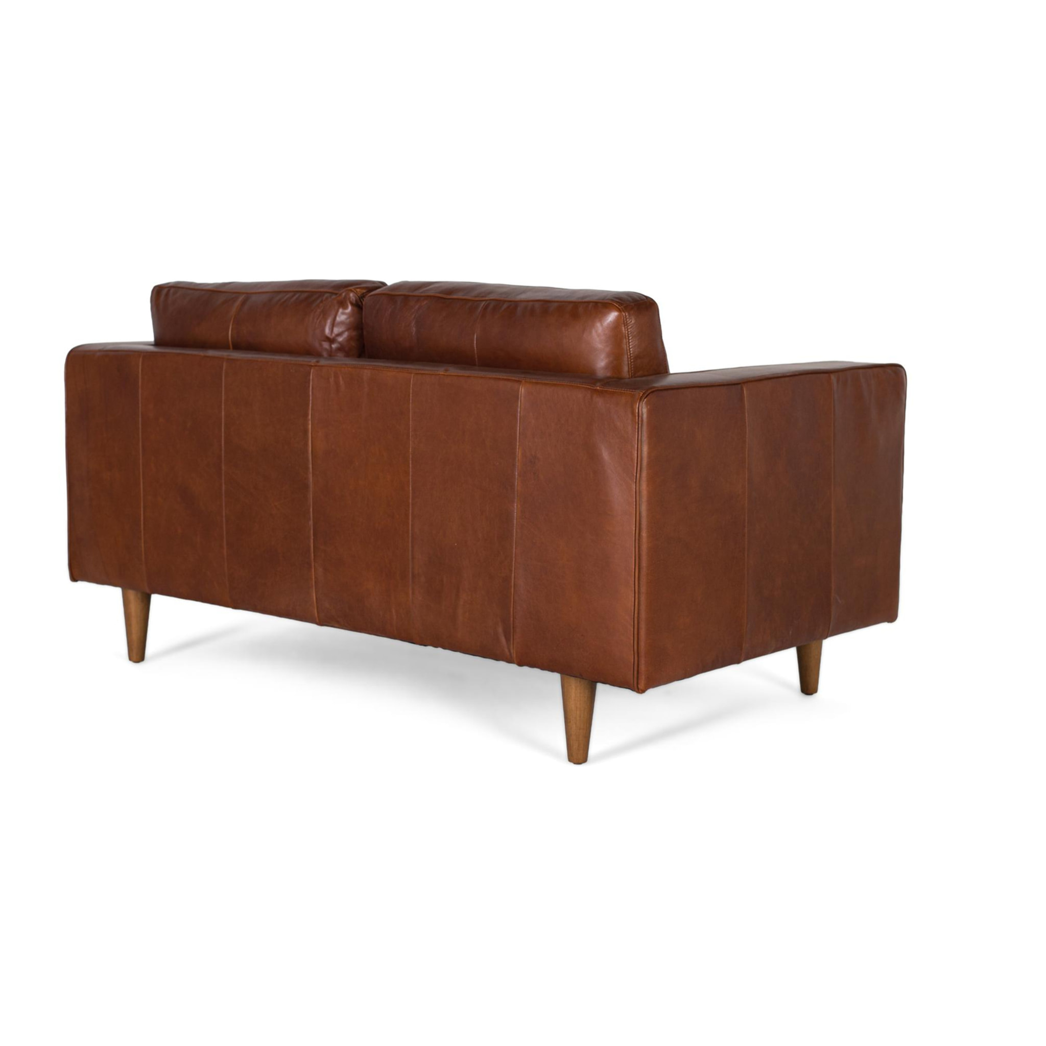 Canapé en cuir naturel, structure en bois 164cm style Mid-century / rétro moderne