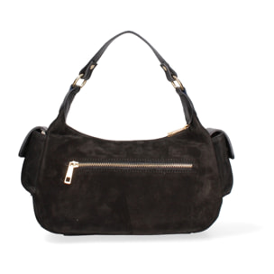 Borsa a spalla da donna Made in Italy - Modello Ardena - Pelle scamosciata - 30.0 x 17.0 x 12.0 cm