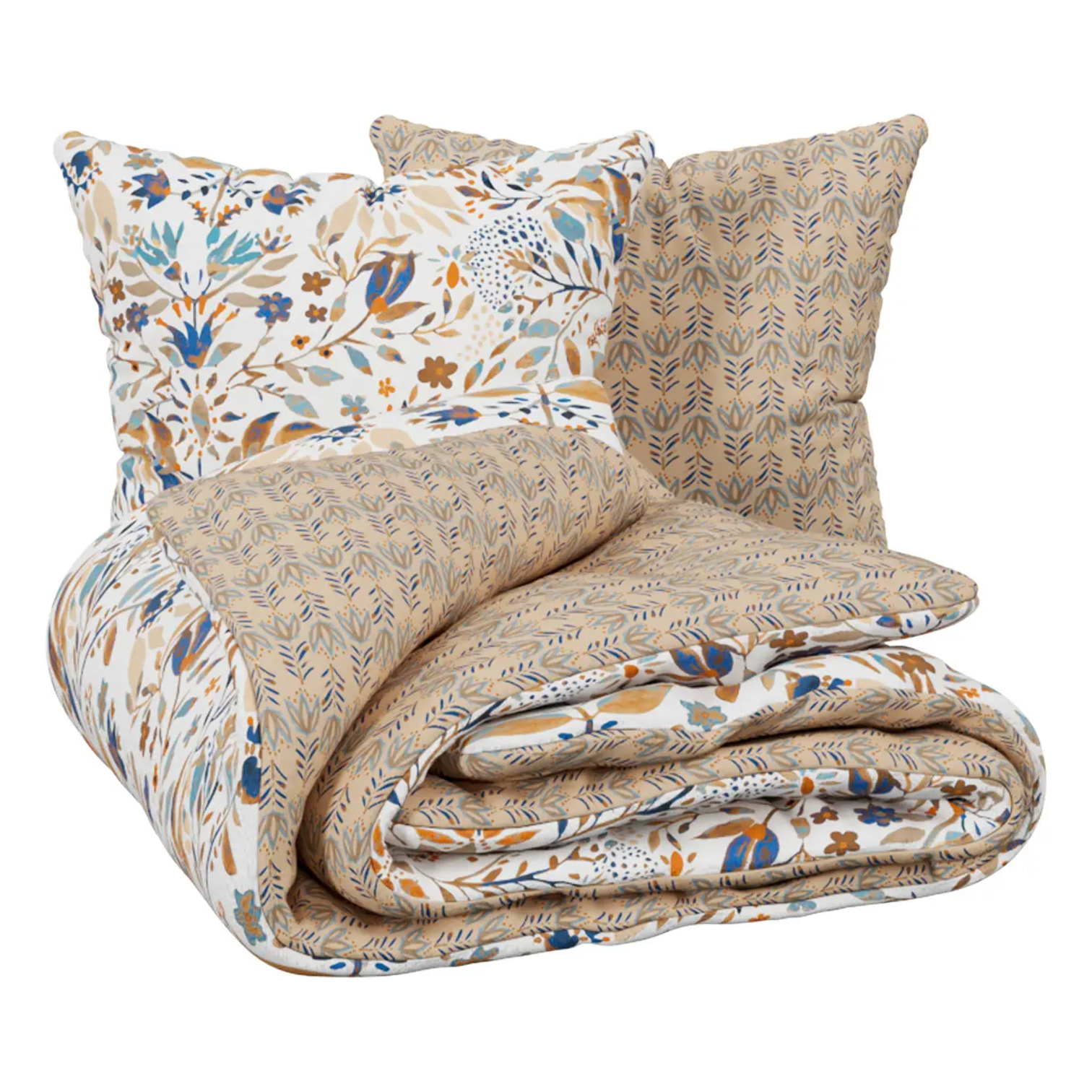 Parure de lit imprimée Kilda beige lin 260x240cm