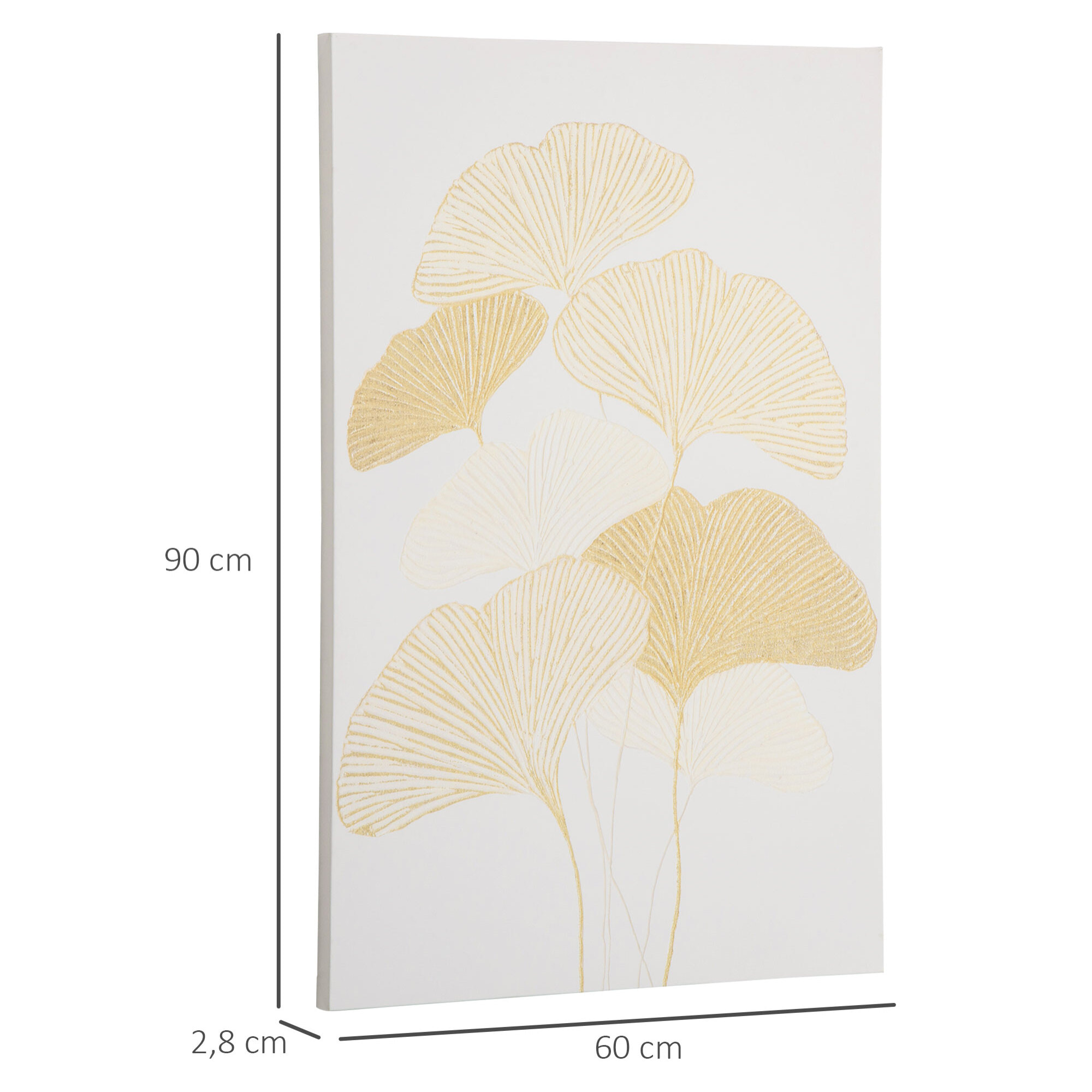 HOMCOM Cuadro de Arte en Lienzo Hojas de Ginkgo Biloba 90x60 cm 1 Parte Impresión Artística para Decoración de Pared en Salón Oficina Dormitorio