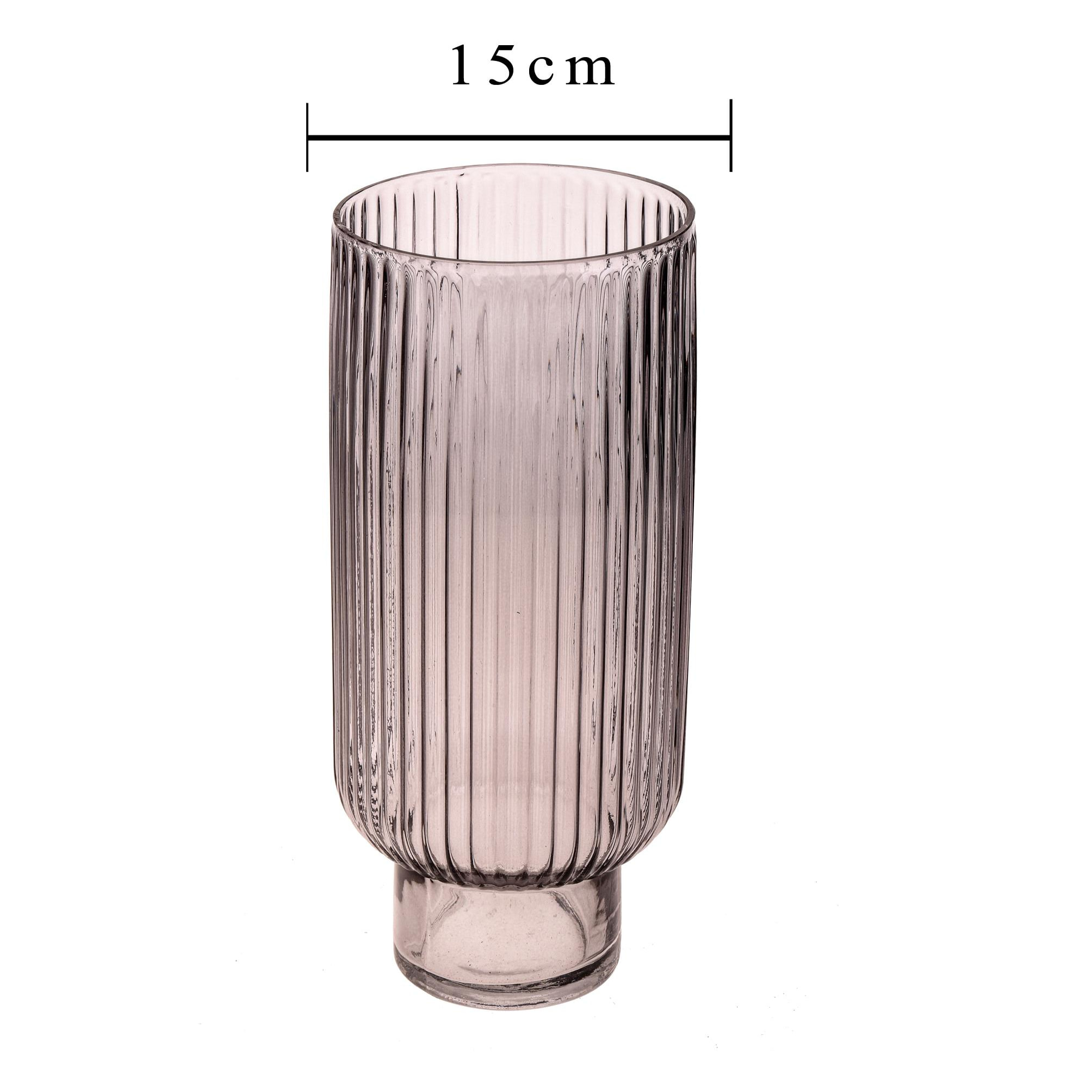 Vaso Rigato con Base - Pezzi 1 - Colore Argentato - 15x35Hx15cm - Bianchi Dino