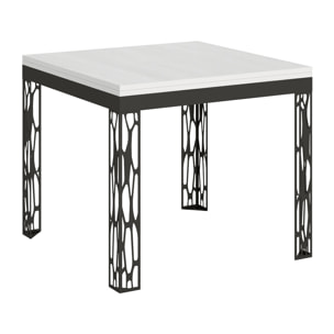 Mesa tipo libro 90x90/180 cm Ghibli Libra Fresno Blanco estructura Antracita