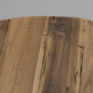 ALIDA - Table basse coque ronde 100x100cm plateau teck recyclé piétement métal noir