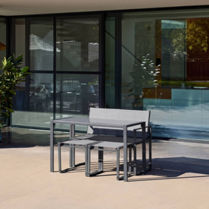 Table de jardin encastrable acier et textilène + 4 assises TAVENA