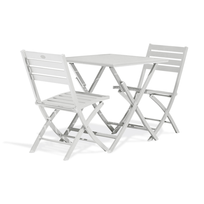 MARIUS - Ensemble repas de jardin 2 places en aluminium gris