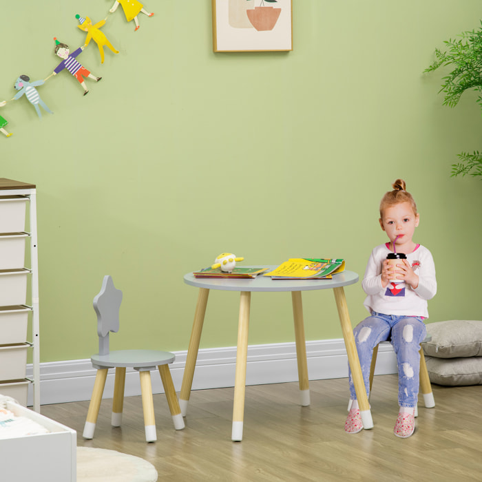 Juego de Mesa y 2 Sillas de Madera para Niños para Sala de Juego Dormitorio Gris