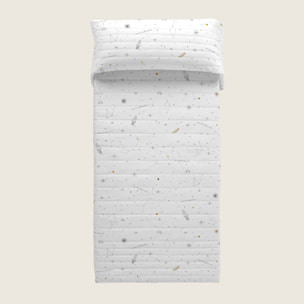 Colcha Bouti Estampada - Reversible - Infantil - 100% Algodón - Cuna - Viaje Espacial