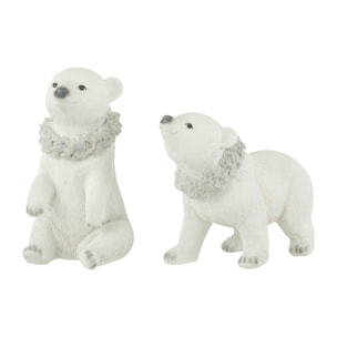 J-Line figurine Ours Polaire Hiver - polyrésine - blanc - 2 pcs