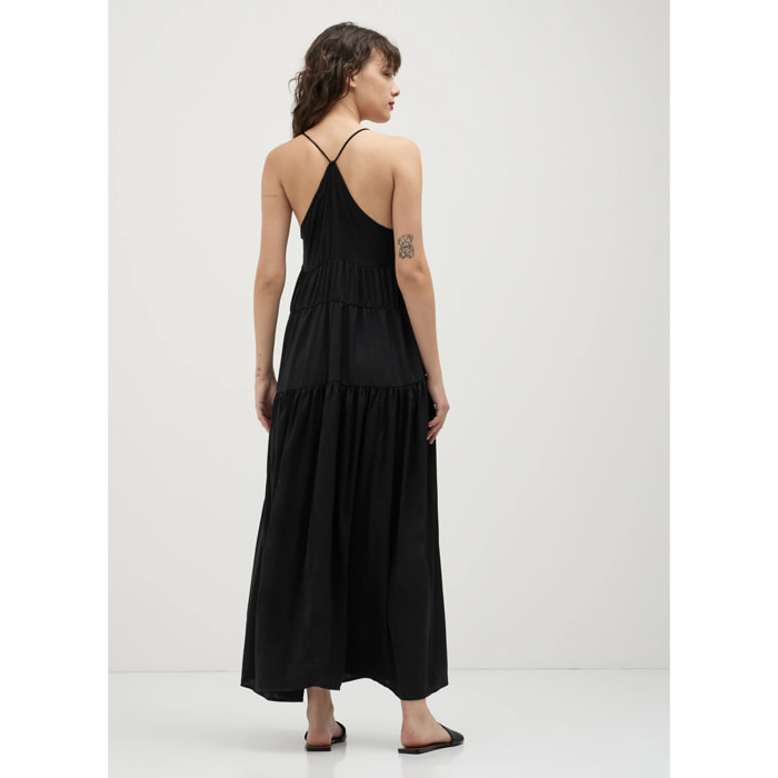 Vestito lungo con arricciature