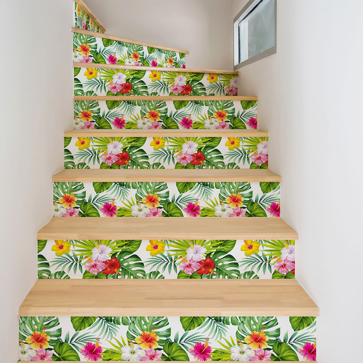 Stickers adhésifs escalier carrelages | Sticker Autocollant contremarche Carreaux de ciment carrelages adhésif - TROPICAL HEIRANI