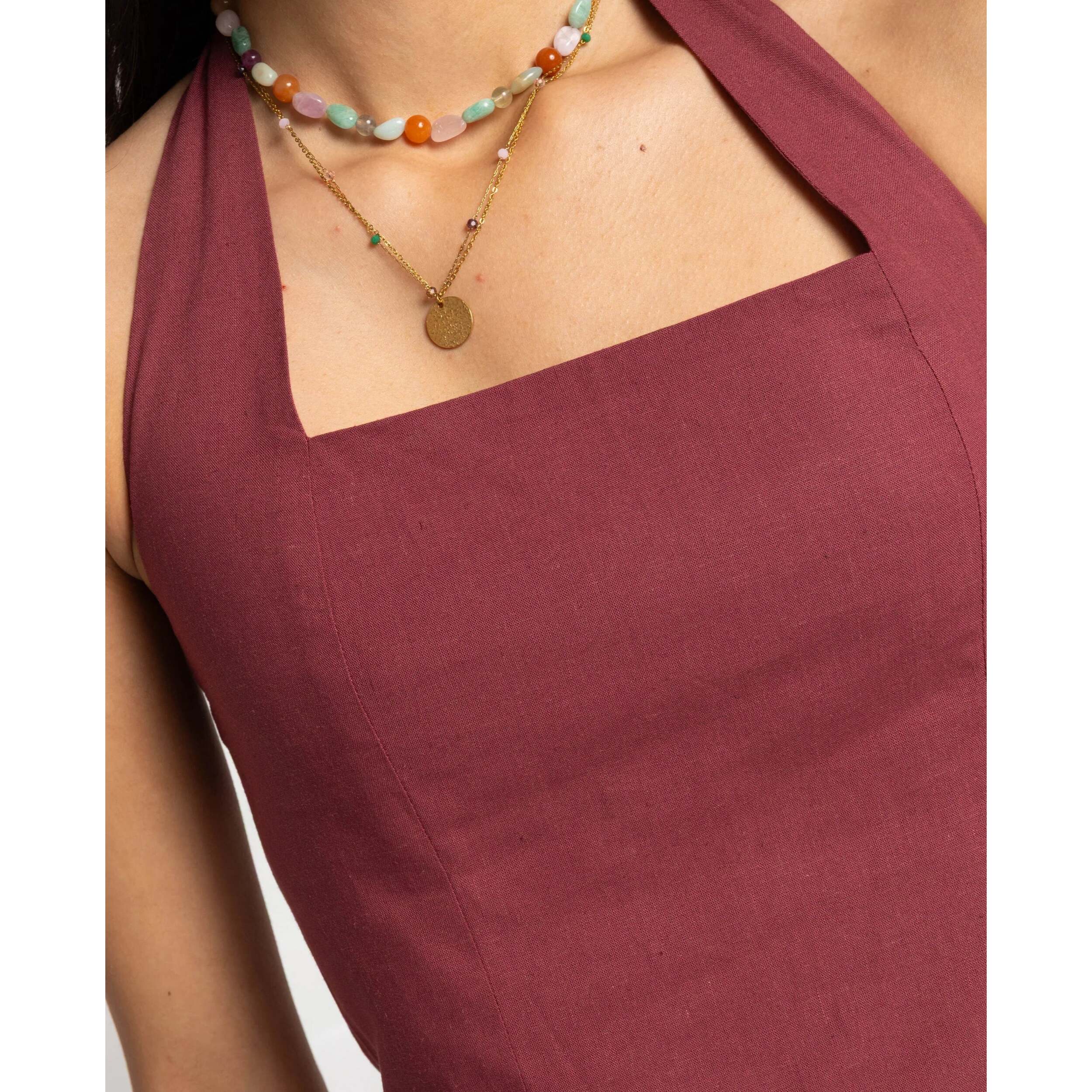 Collar de mujer de doble cadena con chapa