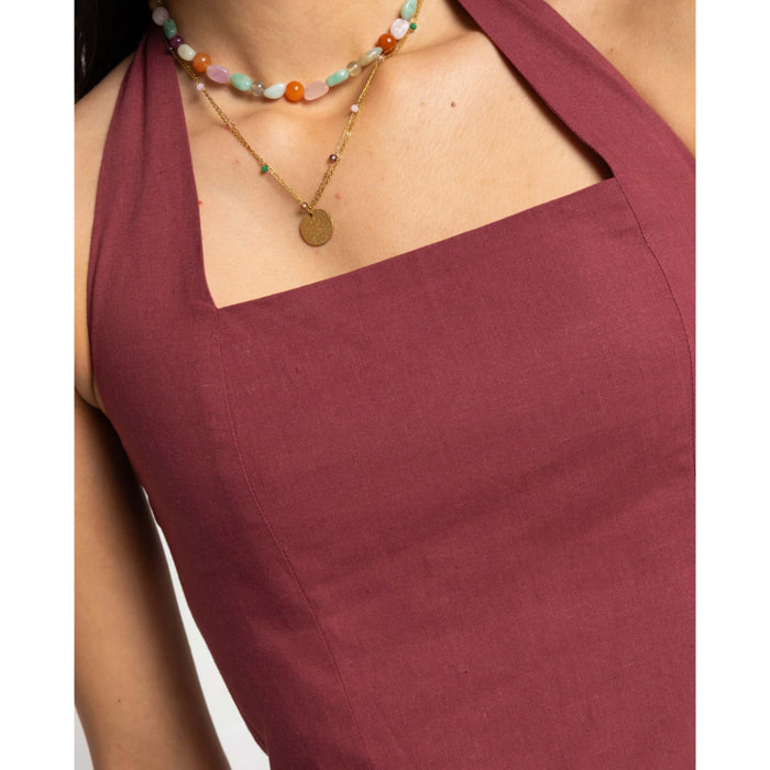 Collar de mujer de doble cadena con chapa