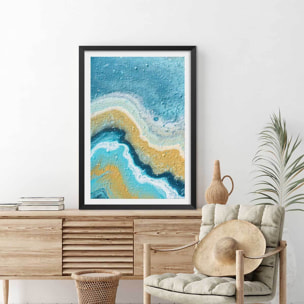 Affiche abstraite rivage naturel et lagon Affiche sous cadre noir